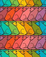 Seamless rainbow rabbit pattern in Escher style with alternating rows vector