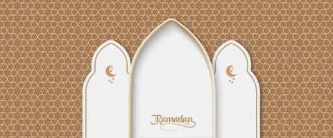 ramadan greeting card with two surfboards on a brown background vector