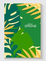 spring summer template background with green leaves vector
