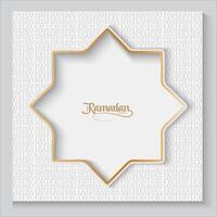 ramadan kareem greeting card with gold frame and islamic calligraphy vector