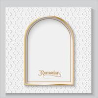 ramadan greeting card or islamic background with gold frame and arabic pattern vector