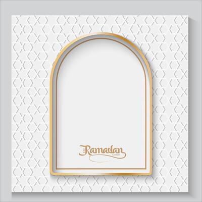ramadan greeting card or islamic background with gold frame and arabic pattern