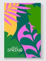 a colorful poster with the words hello spring vector
