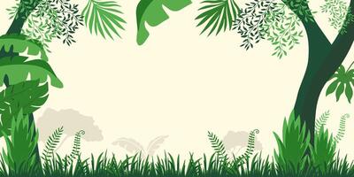 jungle background with green plants and trees vector