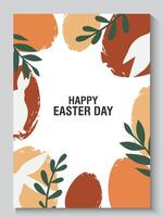 easter day greeting card with flowers and eggs and copy space vector