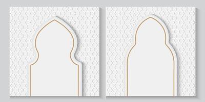 greeting card ramadan kareem white banners with a gold pattern vector