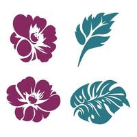 Set of Romantic Nature Fresh Leaf Flower Floral Florist Decoration vector