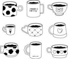 outline Various shaped glasses with different patterns. vector