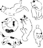 cute cats outline and text elements design for templates. vector