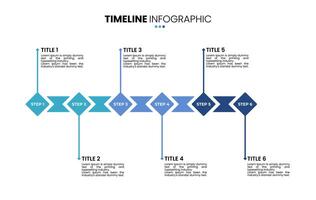 Timeline infographic template 6 step progress template vector