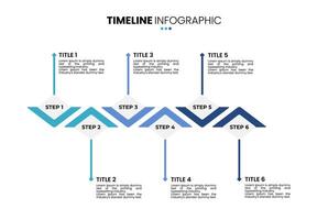Timeline infographic template 6 step progress vector