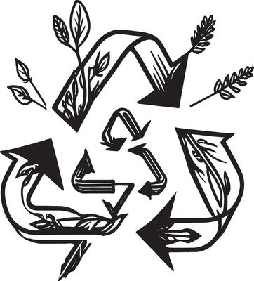 Reduce, Reuse, Recycle, Earth Day ,black color line art