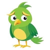 Sad and Lonely Little Green Bird in a Playful and Colorful Art Style vector