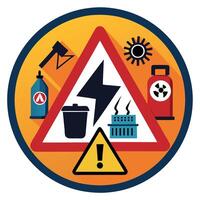 General Warning Sign with Multiple Safety Hazard Icons vector
