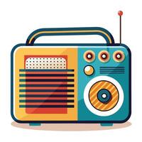 Classic Retro Radio Design with Knobs and Antenna for Vintage Electronics Art vector