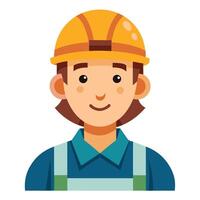 cute Construction Worker Character A Cartoon Laborer Dressed in Safety Gear and SCmiling Happily vector