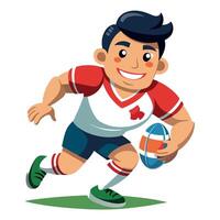 Illustration of a Happy Rugby Player Holding a Ball and Running vector