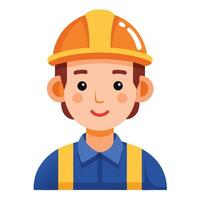 Smiling Construction Worker CartoonA Friendly Builder in a Safety Helmet and Work Attire vector