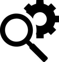 Modern Magnifying Glass with Gear Icons for SEO and Analysis vector