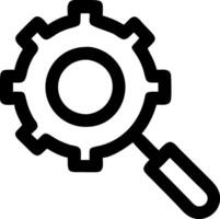 Magnifying Glass and Gear Icon Set for Search and Optimization vector