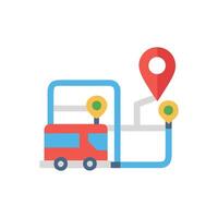 Stylized Bus Route Map Icon Design vector