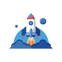 Stylish Space Rocket Launch Icon for Cosmic Journeys vector