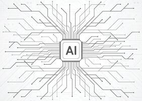Abstract artificial intelligence circuit line design. Machine learning. Smart network digital vector