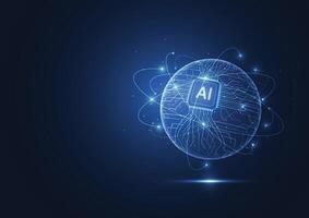 Abstract artificial intelligence global network connection. Digital technology lline composition concept of global business vector