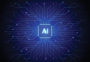Artificial intelligence chipset on circuit board in futuristic concept technology artwork for web, banner vector
