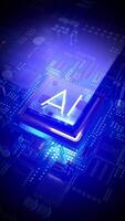 Artificial Intelligence - AI Word on Computer Microchip and Light Rays video