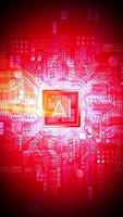 Artificial Intelligence - AI Word on Computer Processor - Red Color Palette - Top View video
