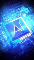 Computer Processor with AI - Artificial Intelligence Word and Light Rays video