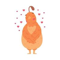 Quail Bird with Crest and Feathers Standing Feeling in Love with Heart Around Illustration vector