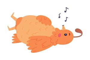 Quail Bird with Crest and Feathers Lying on the Ground and Singing Illustration vector