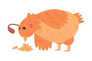 Quail Bird with Crest and Feathers Pecking Seeds Illustration vector
