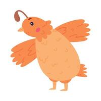 Quail Bird with Crest and Feathers Standing with Spread Wings Illustration vector