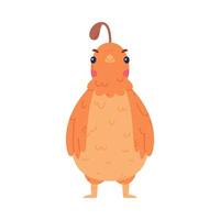 Quail Bird with Crest and Feathers in Standing Pose Illustration vector