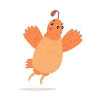 Quail Bird with Crest and Feathers Flying with Spread Wings Illustration vector