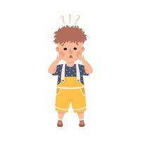 Puzzled Little Boy with Question Mark Scratching His Head Wondering Illustration vector