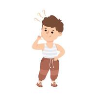 Puzzled Little Boy with Question Mark Scratching His Head Wondering Illustration vector