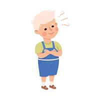 Puzzled Little Boy with Question Mark Scratching His Head Wondering Illustration vector