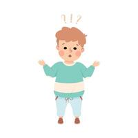 Puzzled Little Boy with Question Mark Scratching His Head Wondering Illustration vector