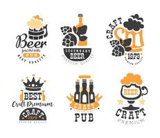 Creative Emblems for Beer Pub and Bar or Craft Brewing Company Set vector