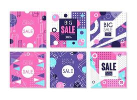 Big Sale and Discount Trendy Abstract Geometric Card and Banner Template Set vector
