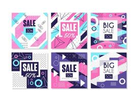 Big Sale and Discount Trendy Abstract Geometric Card and Banner Template Set vector