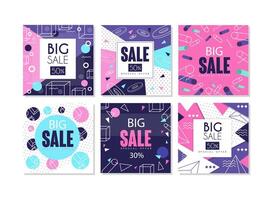 Big Sale and Discount Trendy Abstract Geometric Card and Banner Template Set vector