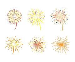 Exploding Firework Sparkle as Festive Show with Flashes of Celebratory Salute Set vector