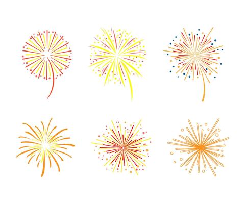 Exploding Firework Sparkle as Festive Show with Flashes of Celebratory Salute Set