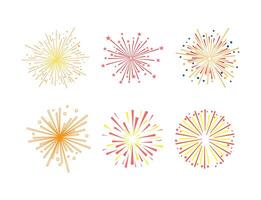 Exploding Firework Sparkle as Festive Show with Flashes of Celebratory Salute Set vector