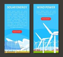 Solar Energy and Wind Power Station Generating Renewable Green Energy Web Banner Template vector